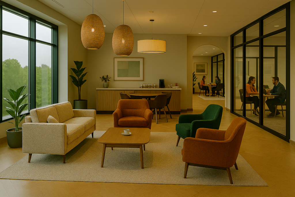 Make your office space welcoming and a place for collaboration - not just desks to work on. 