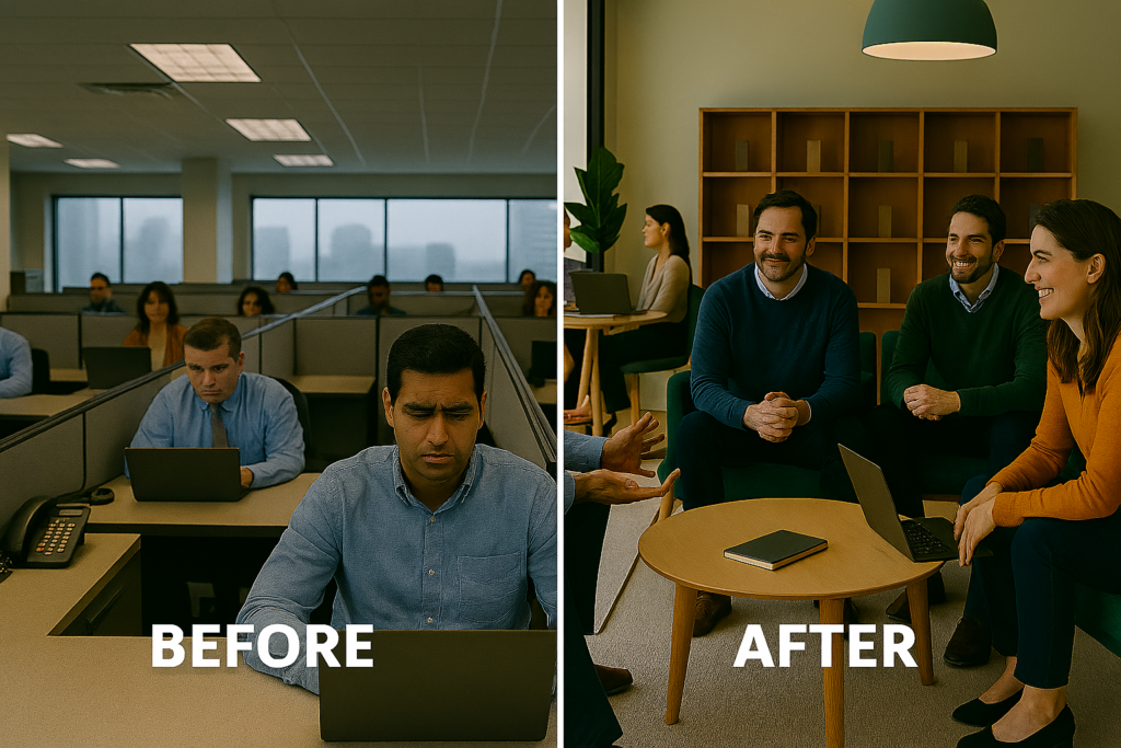 Shifting from "butts in seats" to meaningful outcomes and connections is the difference between an office of bots vs keeping talent.