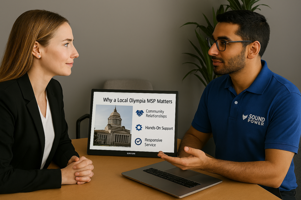 Our local managed IT services for the Olympia & South Puget Sound area can help improve and manage your hybrid work technology.