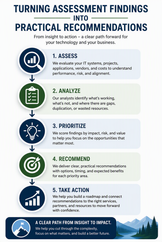 We help turn the findings of an IT portfolio assessment into action for your organization.