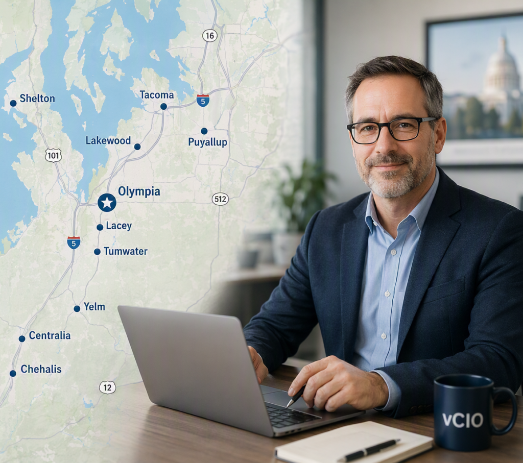 Our vCIO services come to you throughout the South Puget Sound region and beyond!