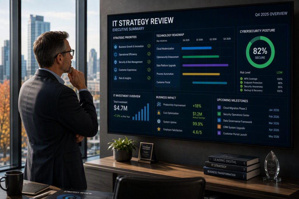 An annual IT strategy review can help your organization refocus on the business plan and ensure the organization's technology is supporting that plan in the most optimal way.